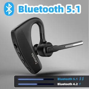 Conambo K10C Bluetooth Headset V5.1, Wireless Headset with CVC8.0 Dual Mic Noise Cancelling Handsfree Headset 16h Talk Time Bluetooth Earpiece for Cellphones iPhone Android Trucker Driver Office Black - Conambo Headset Bluetooth 5.1