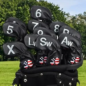 CRAFTSMAN GOLF 11pcs /Set USA US Flag Clover Leather Left Right Black White Green Dark Blue Iron Covers Headcover Also Available for Custom Version with Your Name - 6005302  ?