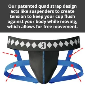 Diamond MMA Four-Strap Jock Strap Supporter with Built-in Athletic Cup Pocket for Sports Black Large - Quad Strap Jock
