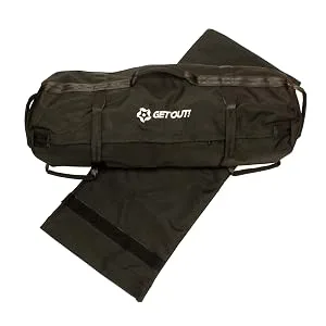 Get Out! Sandbag Workout Bag - 25 to 75lbs Black Exercise Sand Bags with Handles for Weight Training and Kickboxing - Get Out weight bags