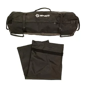 Get Out! Sandbag Workout Bag - 25 to 75lbs Black Exercise Sand Bags with Handles for Weight Training and Kickboxing - Get Out weight bags