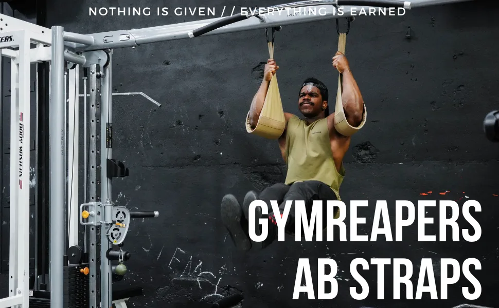 Gymreapers Hanging Ab Straps for Core Strength and Abdominal Training - Padded Adjustable Arm Supports for Bodyweight Exercises Red - GYMREAPERS AB STRAPS