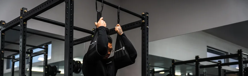 Gymreapers Hanging Ab Straps for Core Strength and Abdominal Training - Padded Adjustable Arm Supports for Bodyweight Exercises Red - GYMREAPERS HANGING AB STRAPS