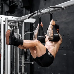 Gymreapers Hanging Ab Straps for Core Strength and Abdominal Training - Padded Adjustable Arm Supports for Bodyweight Exercises Red - GYMREAPERS HANGING AB STRAPS