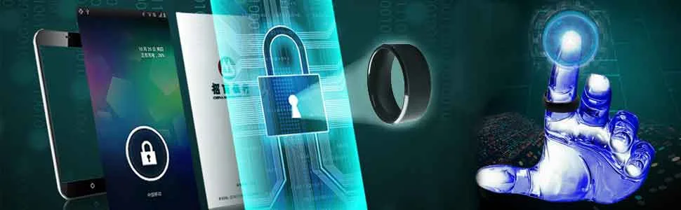 hecere Waterproof Ceramic NFC Ring, NFC Forum Type 2 215 496 bytes Chip Universal for Mobile Phone, All-round Sensing Technology Wearable Smart Ring, Wide Surface Fasion Ring for Men or Women (9#) - nfc smart ring