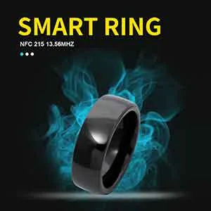 hecere Waterproof Ceramic NFC Ring, NFC Forum Type 2 215 496 bytes Chip Universal for Mobile Phone, All-round Sensing Technology Wearable Smart Ring, Wide Surface Fasion Ring for Men or Women (9#) - nfc smart ring