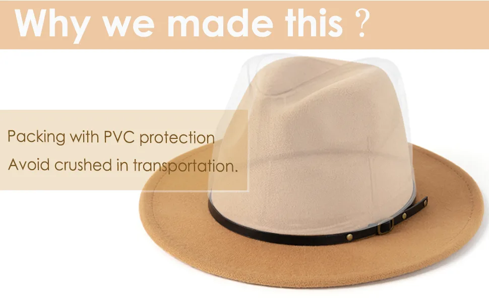 HUDANHUWEI Women's Classic Wide Brim Fedora Hat with Belt Buckle Felt Panama Hat Yellow - VIM0183