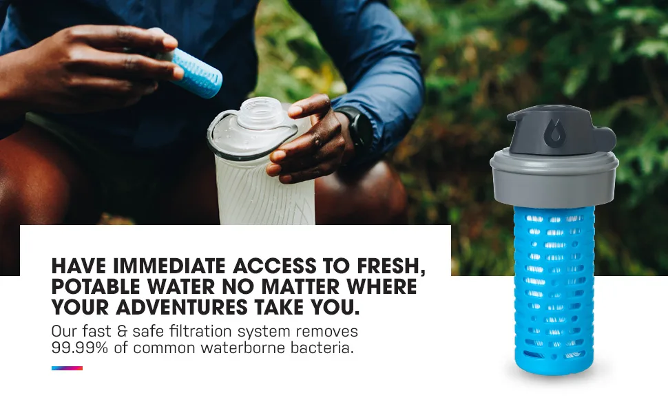 HydraPak 42mm Filter Cap - Water Filtration Accessory - Fast Flow - Perfect for Hiking, Endurance Sports, Camping, Travel, and Emergency Preparedness - Our fast and safe filtration system removes 99.99% of common waterborne bacteria