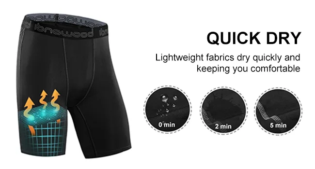 isnowood Compression Shorts for Men Spandex Running Workout Athletic Underwear Large 3new Black - product information 3