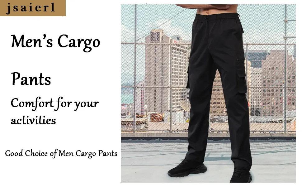 jsaierl Cargo Pants for Men, Men's Relaxed Straight-Fit Cargo Pants Multi-Pockets Work Pants Lightweight Trousers Black 3X-Large - product information 2