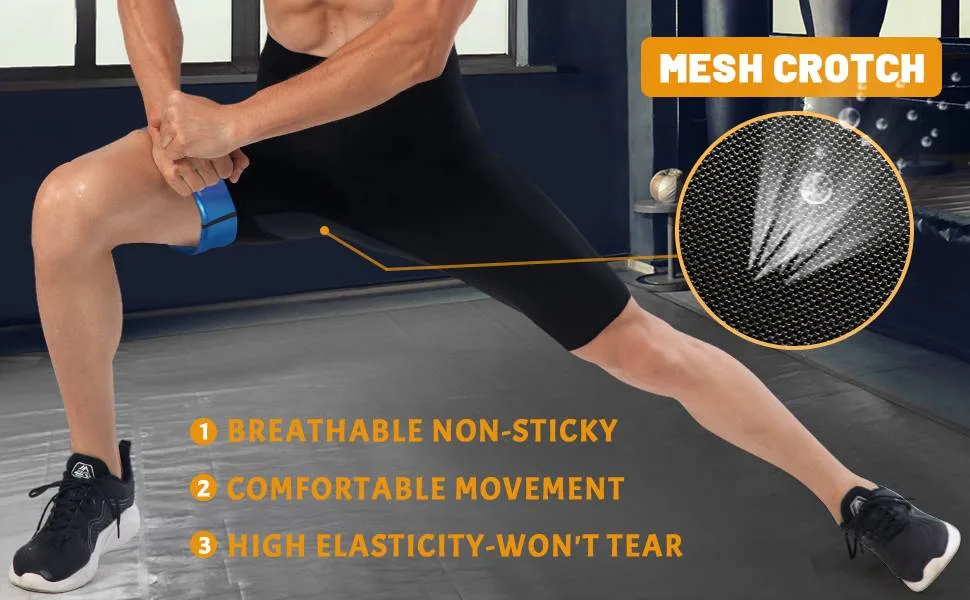 LMCOB Sauna Sweat Short Pants for Men Sauna Leggings Compression Hight Waist Sauna Pants Sauna suits for men Workout Short Pants Blue Lining Large - product information 24