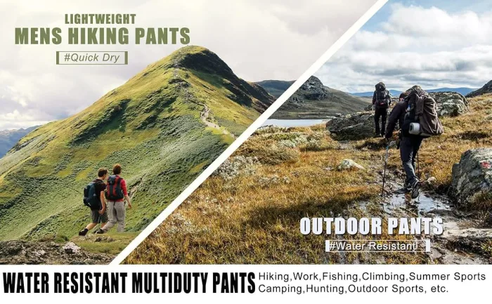 MAGCOMSEN Men's Hiking Pants Quick-Dry Water Resistant Reinforced Knee 4 Zip Pockets Outdoor Work Pants Black 32 - work pants for men hiking pants for men fishing pants for men