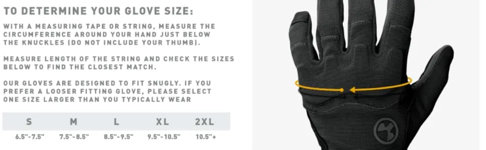 Magpul Technical Glove Lightweight Work Gloves Large (Pack of 1) Black - Glove Size Chart