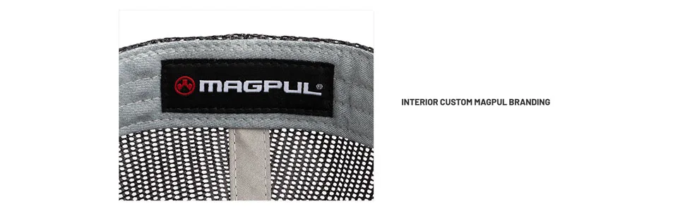 Magpul Trucker Hat Snap Back Baseball Cap, One Size Fits Most Woodland Camo One Size - branding detail