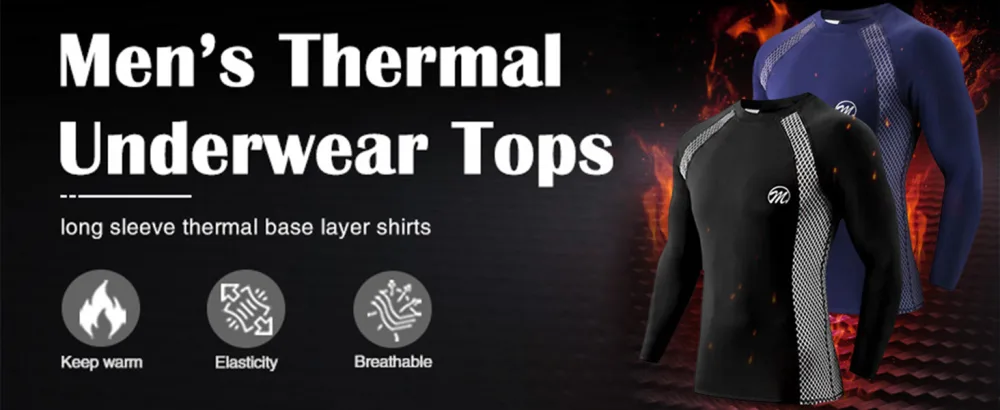 MEETWEE Thermal Shirts for Men, Long Sleeve Fleece Lined Base Layer Cold Weather Winter Warm Compression Tops Skiing Running Medium Black - product information 14