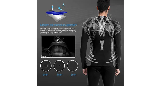 MEETWEE Thermal Shirts for Men, Long Sleeve Fleece Lined Base Layer Cold Weather Winter Warm Compression Tops Skiing Running Medium Black - product information 16
