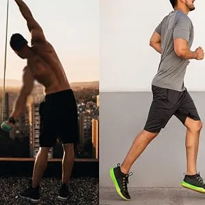 Men's Gym Workout Shorts Quick Dry Lightweight Athletic Training Running Hiking Jogger with Zipper Pockets Medium 7022*2black+gray - details