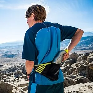 Nathan Peak Hydration Waist Pack with storage area & Run Flask 18oz  Running, Hiking, Camping, Cycling 18 oz Black - hydration belt