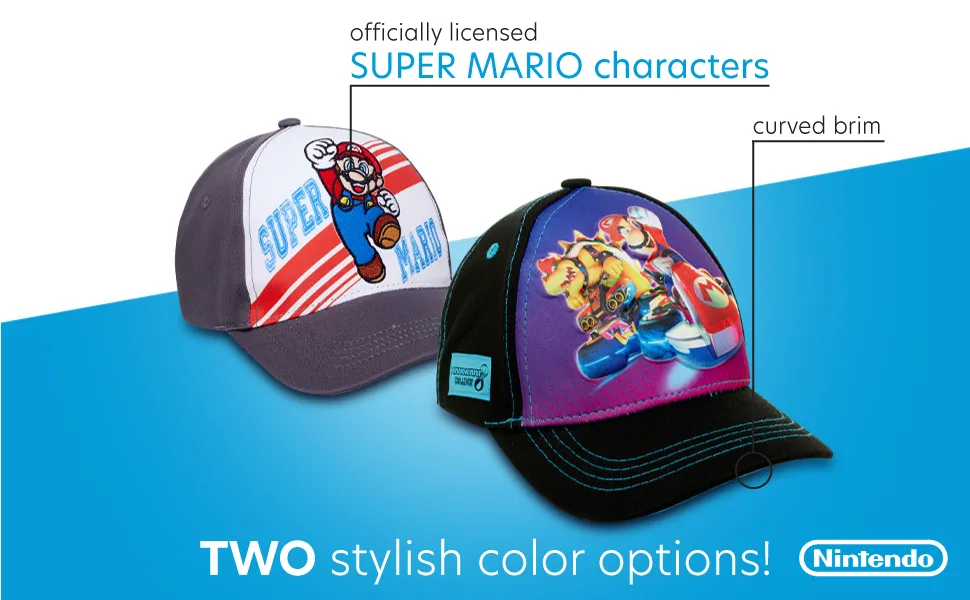 Nintendo Boys Super Mario Bros. Cotton Baseball Cap (Size 4-7) Featuring Super Mario 4-7 Years - SUPER MARIO Caps