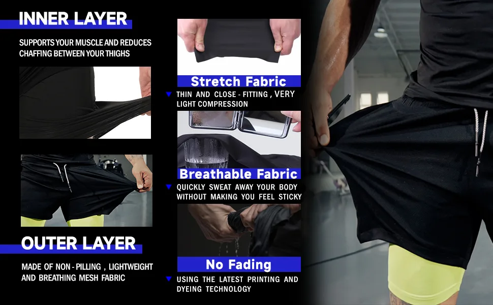 OEBLD Mens Athletic Shorts 2-in-1 Gym Workout Running 7'' Shorts with Towel Loop Grey Large - product information 22