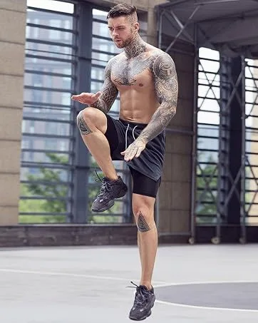 OEBLD Mens Athletic Shorts 2-in-1 Gym Workout Running 7'' Shorts with Towel Loop Grey Large - product information 3