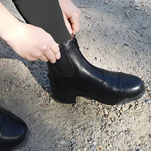 One Stop Equine Shop BasEQ Rachel Womens Leather Paddock Boot 6 Black - Image of a model
