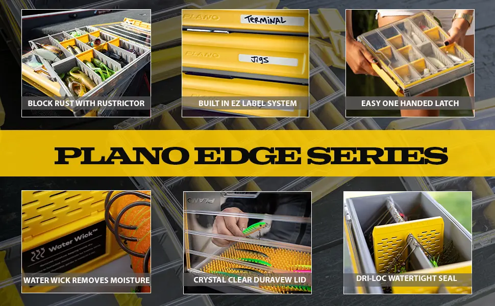 Plano Edge 3700 Premium Thin Tackle Utility Box, Clear and Yellow, Waterproof and Rust-Resistant Bait and Tackle Box Storage Organization 3700 Thin - Plano EDGE tackle storage, Edge tackle box, Plano tackle storage, KastKing, Rustrictor, Water Wick