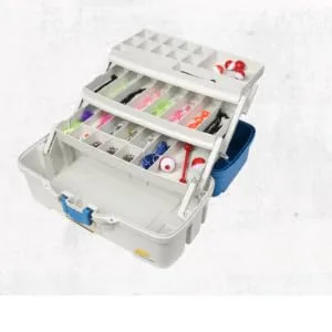 Plano Ready-Set-Fish 3-Tray Tackle Box with Tackle, Aqua Blue/Tan, One Size - product information 1