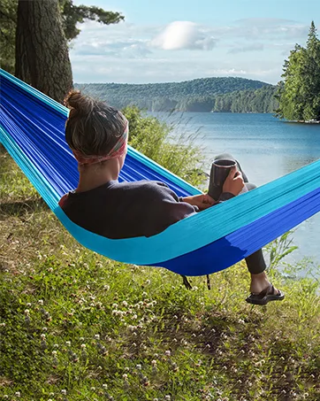 Puroma Camping Hammock with Net Double & Single Hammock with Tree Straps Portable Hammock Ultralight Nylon Parachute Hammocks for Backpacking, Travel, Beach, Camping, Hiking, Backyard Orange & Light Grey Large - Puroma Camping Hammock
