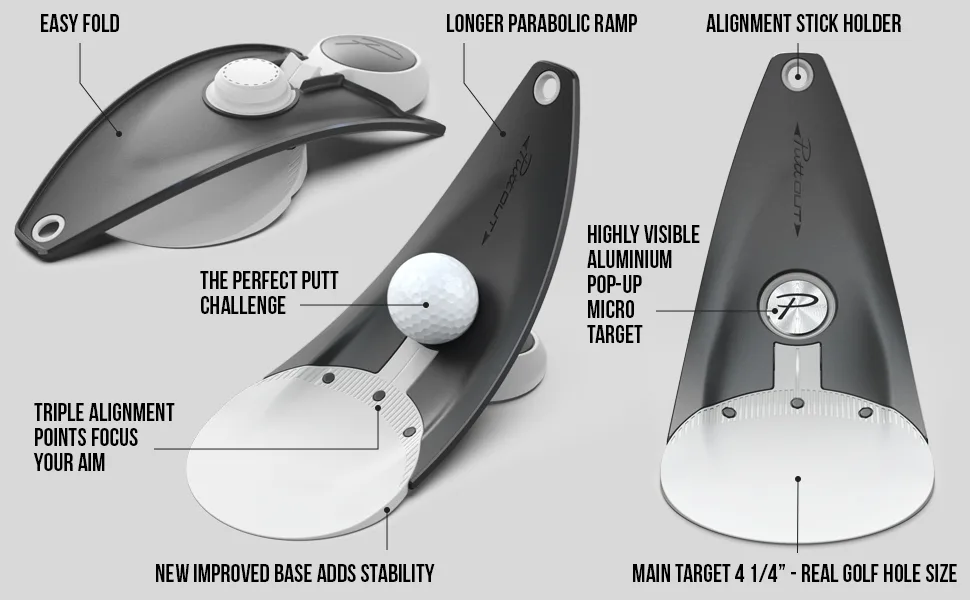 PuttOUT Premium Pressure Putt Trainer - Perfect Your Golf Putting Stone Single - PuttOUT Premium features