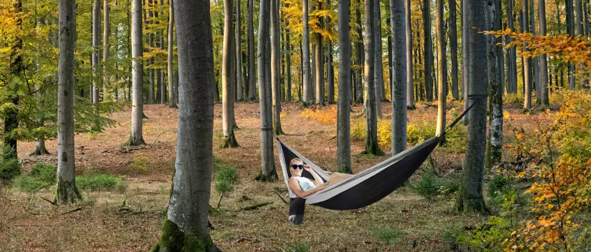 Camping Hammock with Net,Travel Portable Lightweight Hammocks with Tree Straps and Solid D-Shape Carabiners,Parachute Nylon Hammock for Outsides Backpacking Beach Backyard Patio Hiking Black & Grey - camping hammock