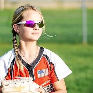 Rawlings RY134 Youth Baseball Shielded Sunglasses Lightweight Sports Youth Sport White/Orange - baseball sunglasses