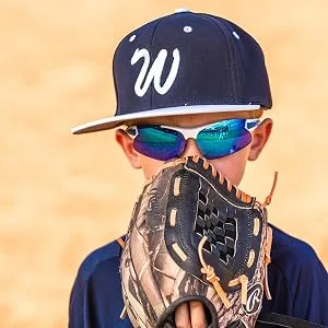 Rawlings RY134 Youth Baseball Shielded Sunglasses Lightweight Sports Youth Sport White/Orange - baseball sunglasses