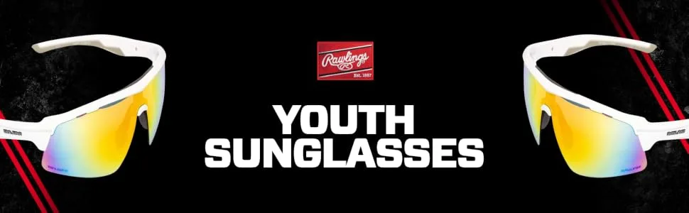 Rawlings RY134 Youth Baseball Shielded Sunglasses Lightweight Sports Youth Sport White/Orange - youth sunglasses