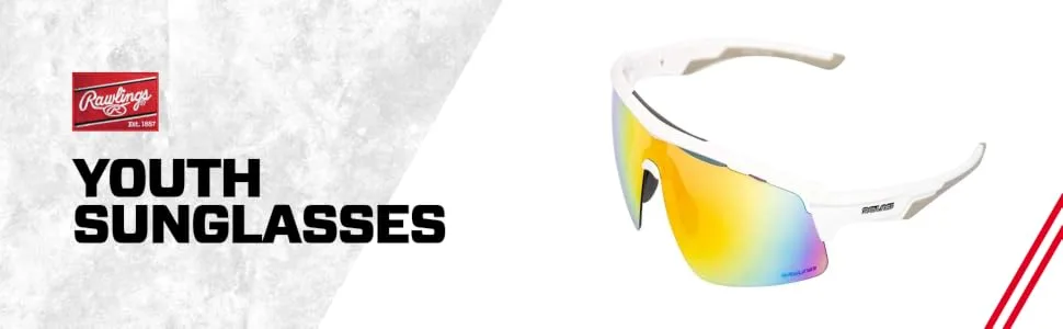 Rawlings RY134 Youth Baseball Shielded Sunglasses Lightweight Sports Youth Sport White/Orange - youth sunglasses