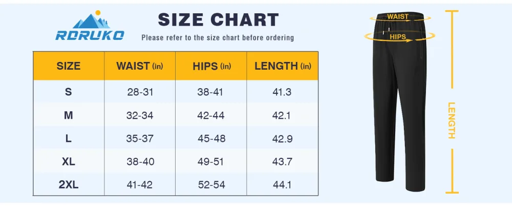 Rdruko Men's Casual Pants Lightweight Breathable Quick Dry Hiking Running Outdoor Sports Pants 01black X-Large - mens lightweight pants