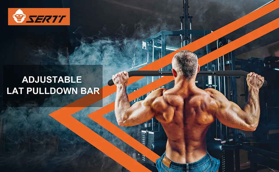 SERTT 39.37 Inch LAT Pulldown Bar Attachment for Pulley Cable Machine, Curl Tricep Press Down Bar with Rubber Handle, LAT Pull Down Bar Accessories for Gym, Strength Workout, Muscle Building - pulldown bar