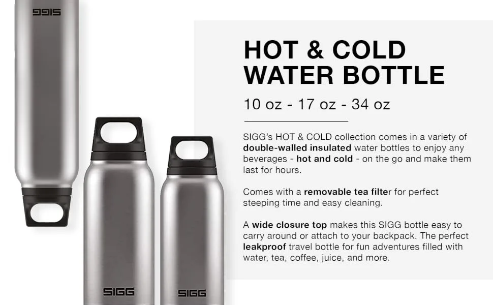 SIGG - Insulated Water Bottle - Thermo Flask Hot & Cold - Leakproof - BPA Free - 18/8 Stainless Steel - 17 Oz 17 oz Multicolor - sigg