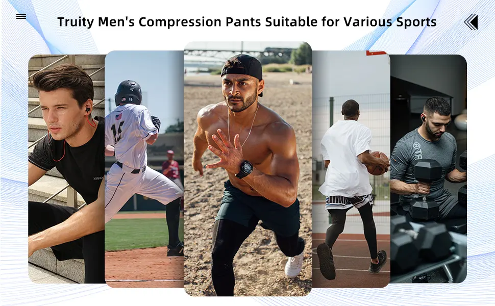Truity Men's Compression Pants Dry fit Tights Baselayer Leggings Cycling Yoga Pants with Reflective Strip Gray Medium - men running tights