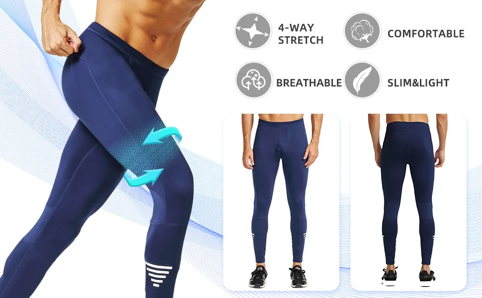 Truity Men's Compression Pants Dry fit Tights Baselayer Leggings Cycling Yoga Pants with Reflective Strip Gray Medium - men workout tights