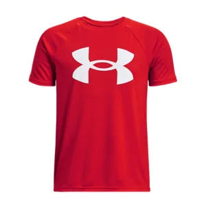 Under Armour Boys' Tech Big Logo Short Sleeve T-Shirt Red (600)/Black Medium - Big Logo SS