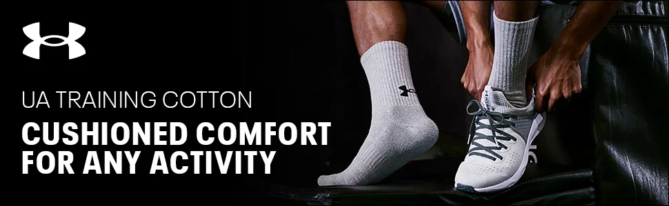 Under Armour Adult Training Cotton Crew Socks, Multipairs 6 Black (6-pairs) Large - UA Training Cotton A+ Header 2022