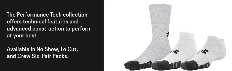 Under Armour Adult Performance Tech Crew Socks, Multipairs 6 Black (6-pairs) Large - Performance Tech A+ info