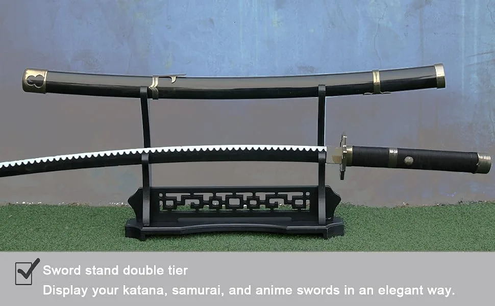 Sword Stand Double Tier Sword Holder, Desktop Samurai Sword Katana Gladiator Sword Rack for Display, Black 2 tier - sword rack