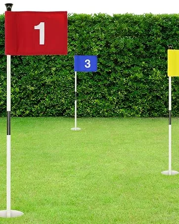 WATSY USA Golf Flagstick Practice Mini Putting Green Flags For Backyard Outdoor Patio Home Training Mini Golf Flag Kit Combo With Putting Hole Cup Portable 2-Section Design - USA Set of 1 - Elevate Your Course Strategy with Our Durable Golf Flagstick - Enhance Your Accuracy and Precision