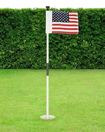 WATSY USA Golf Flagstick Practice Mini Putting Green Flags For Backyard Outdoor Patio Home Training Mini Golf Flag Kit Combo With Putting Hole Cup Portable 2-Section Design - USA Set of 1 - Sharpening Your Game: