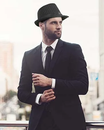 Men's Classic Manhattan Structured Trilby Fedora Hat for Women Black Large - mens fedoras