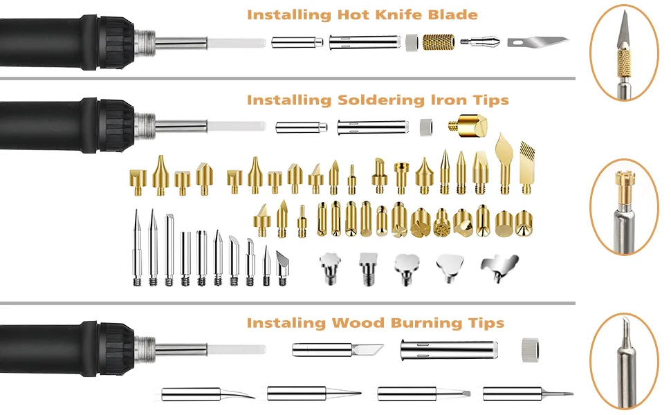 Wood Burning Kit, 110 Pieces Wood Burning Tool with Adjustable Temperature 200420C, Professional Wood Burner Pen for Embossing Carving Soldering - Wood burning kit