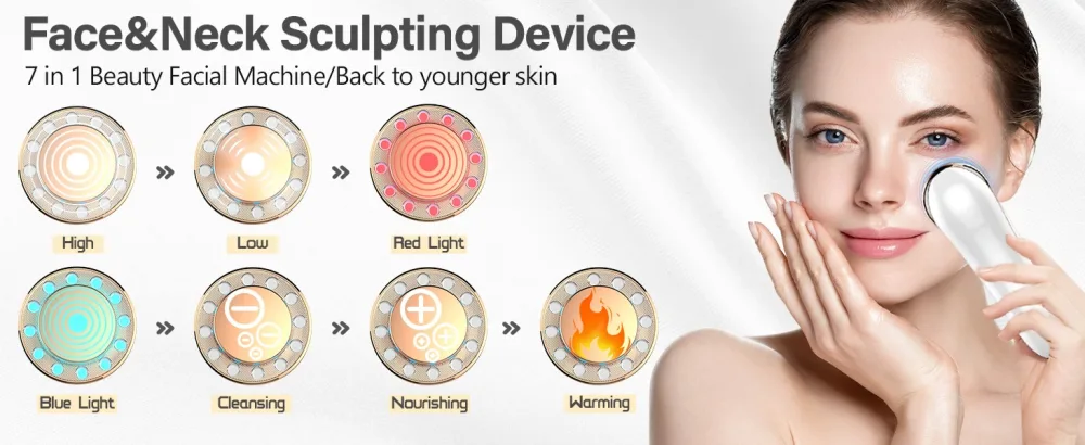Aikertec Face Massager Electric,7 in 1 Anti-Aging High Frequency Facial Machine,Galvanic Facial Massager Machine - face massager