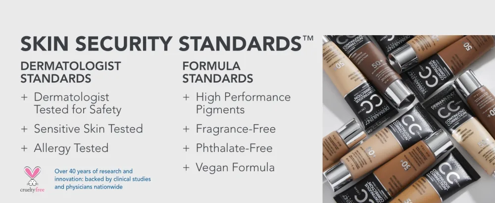 Dermablend Continuous Correction Tone-Evening CC Cream Foundation SPF 50+, Full Coverage Foundation Makeup & Color Corrector, Oil-Free 35N LIGHT TO MEDIUM - CC Cream Skin Security Standards